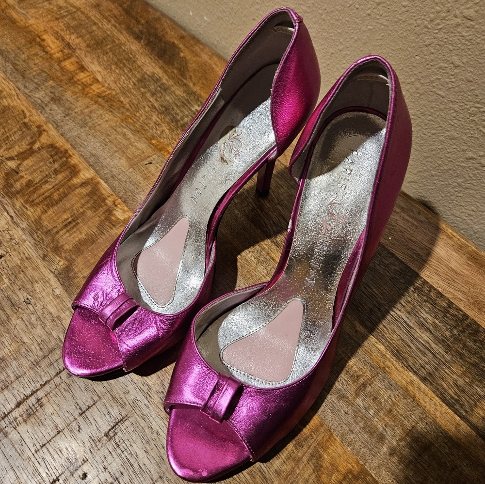 Paris Hilton bright pink heels Size 8 New Shurgrip sole!